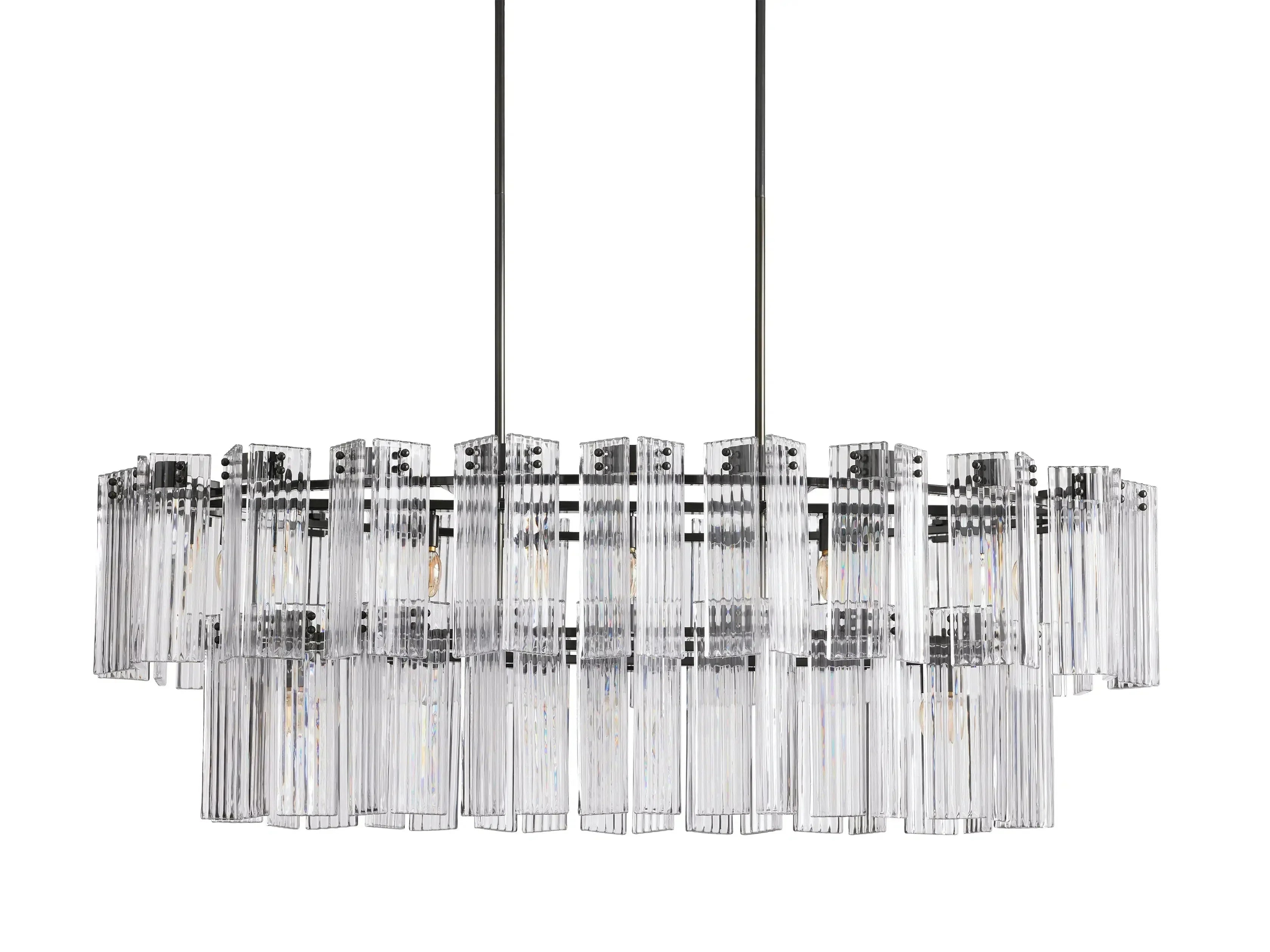 Delsie Oval Art Glass Chandelier 51''63''72''L by Bling Lighting Studio