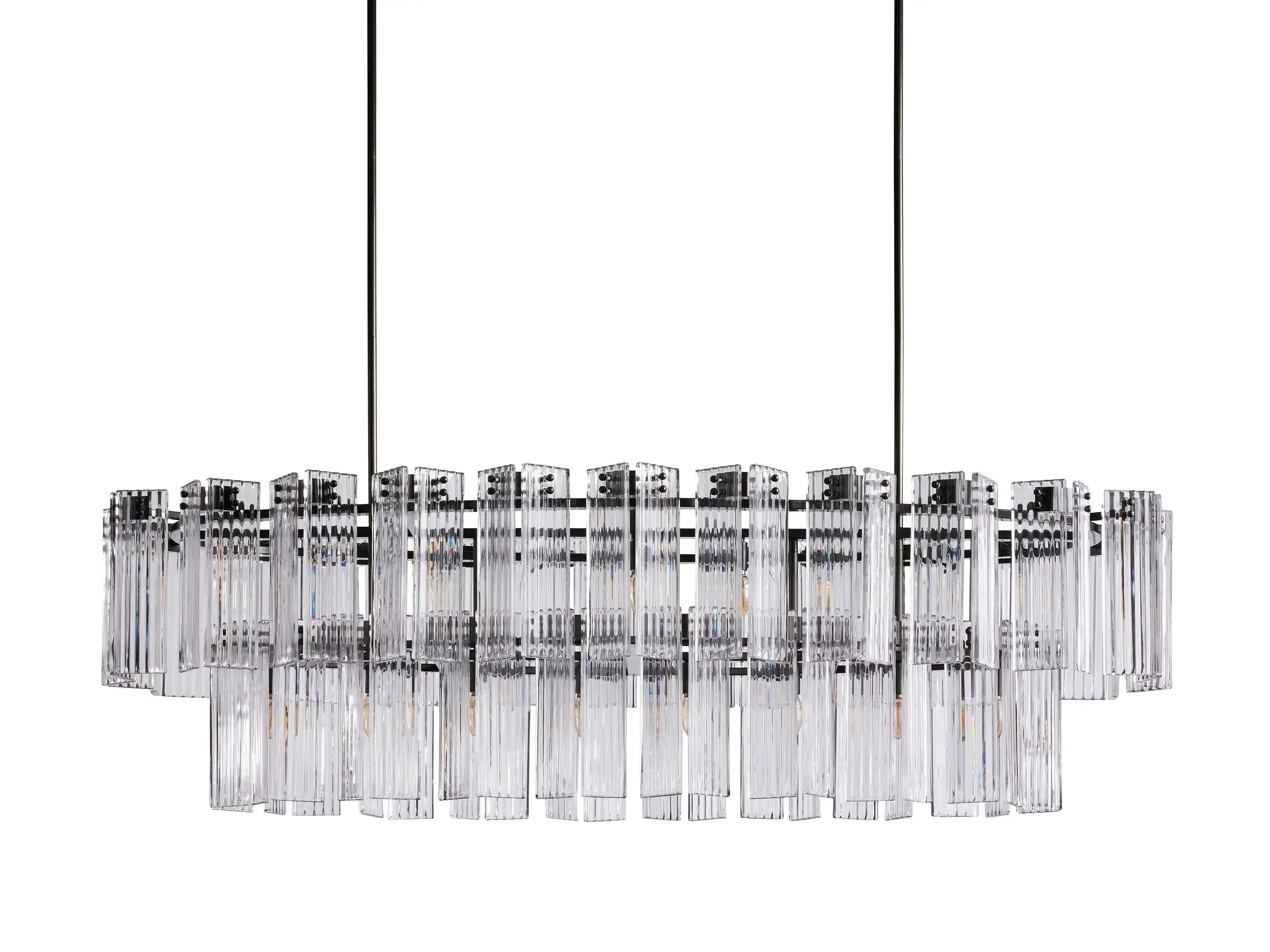 Delsie Oval Art Glass Chandelier 51''63''72''L by Bling Lighting Studio