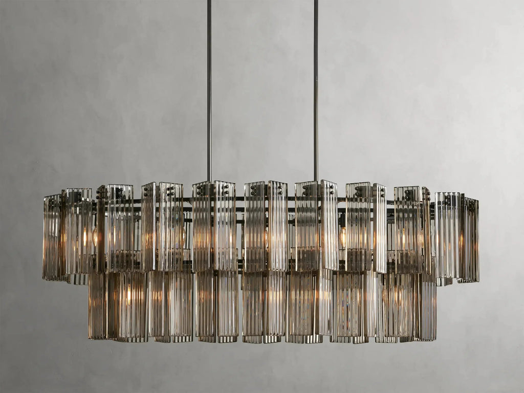 Delsie Oval Art Glass Chandelier 51''63''72''L by Bling Lighting Studio