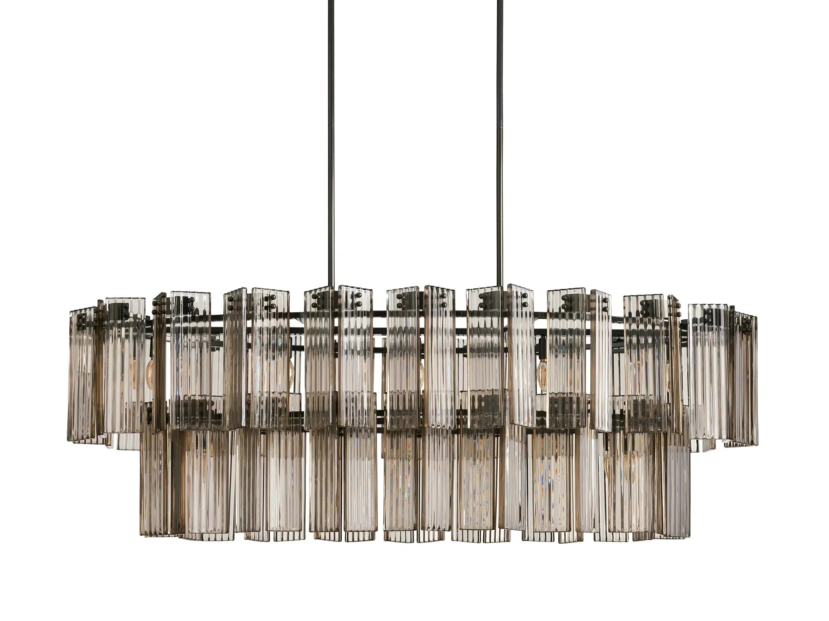 Delsie Oval Art Glass Chandelier 51''63''72''L by Bling Lighting Studio