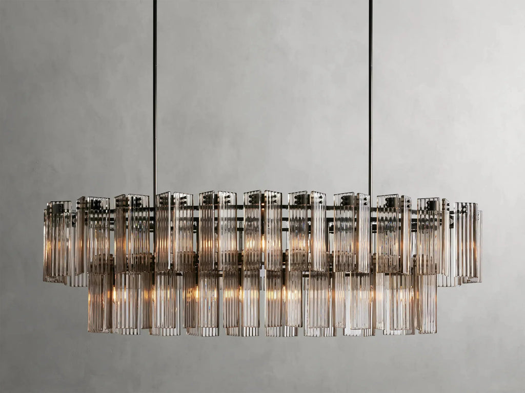 Delsie Oval Art Glass Chandelier 51''63''72''L by Bling Lighting Studio
