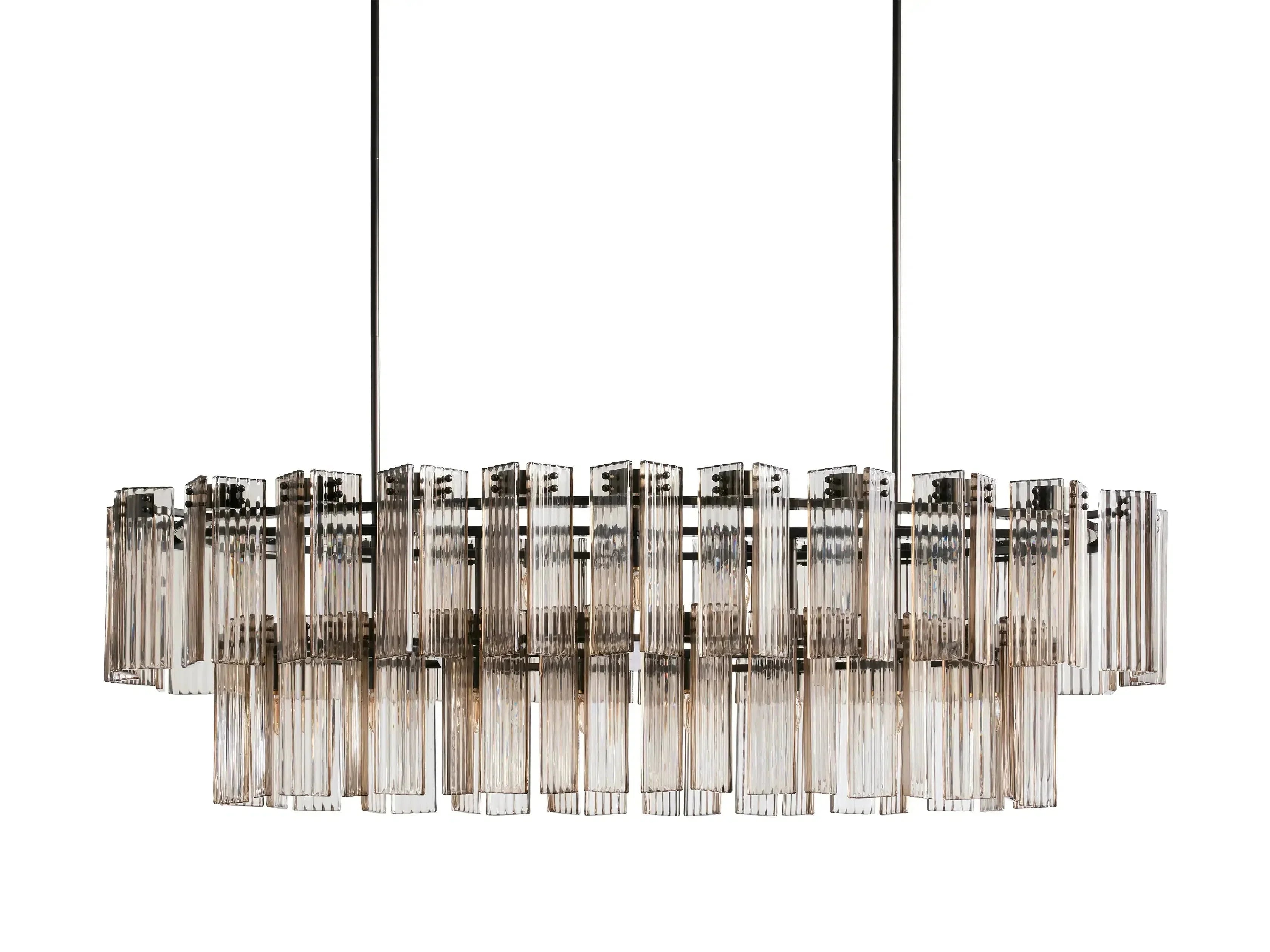 Delsie Oval Art Glass Chandelier 51''63''72''L by Bling Lighting Studio