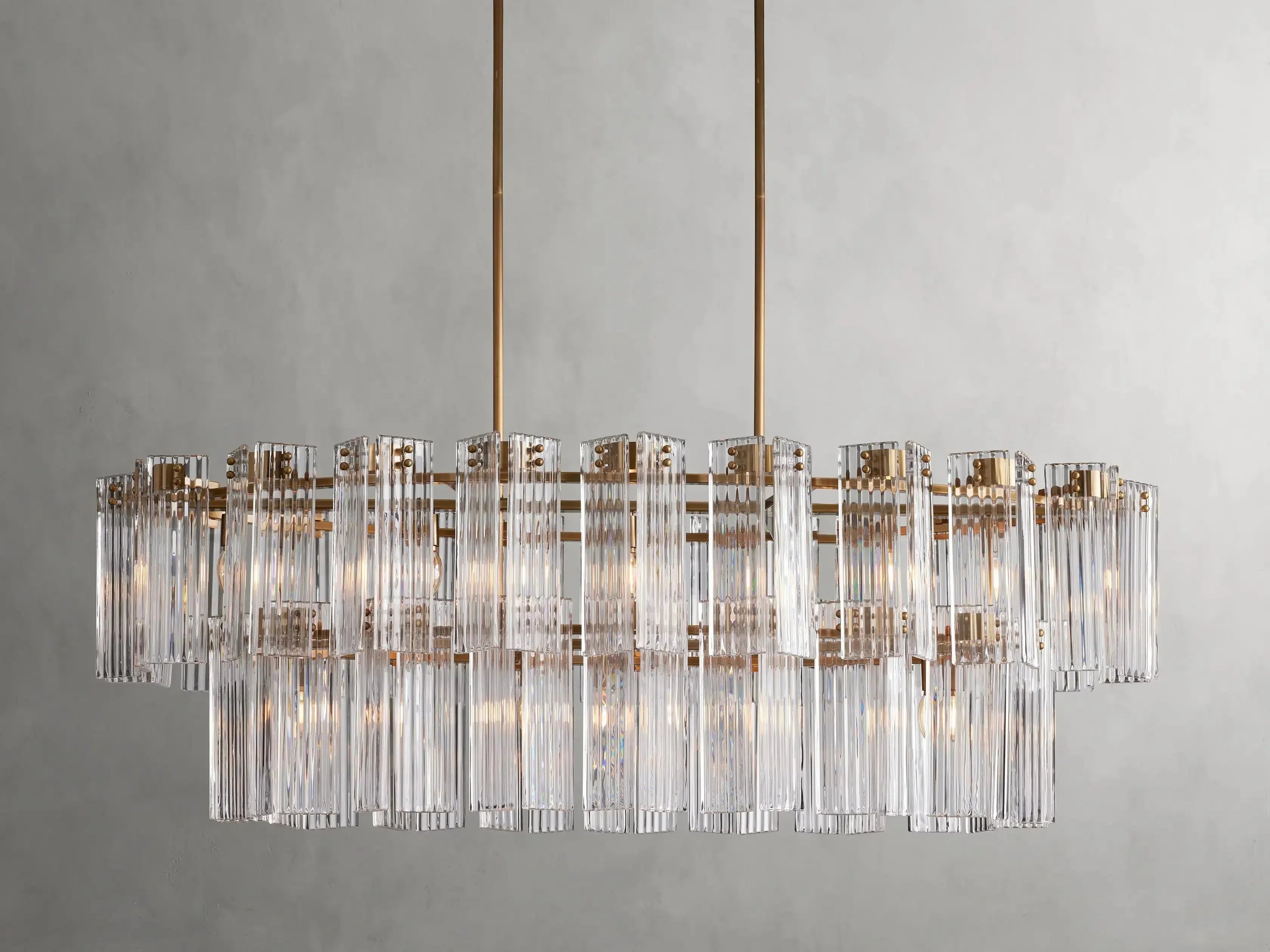 Delsie Oval Art Glass Chandelier 51''63''72''L by Bling Lighting Studio