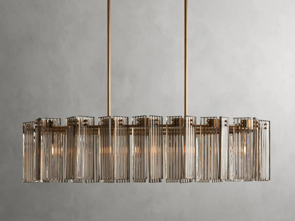 Delsie Oval Art Glass Chandelier 51''63''72''L by Bling Lighting Studio