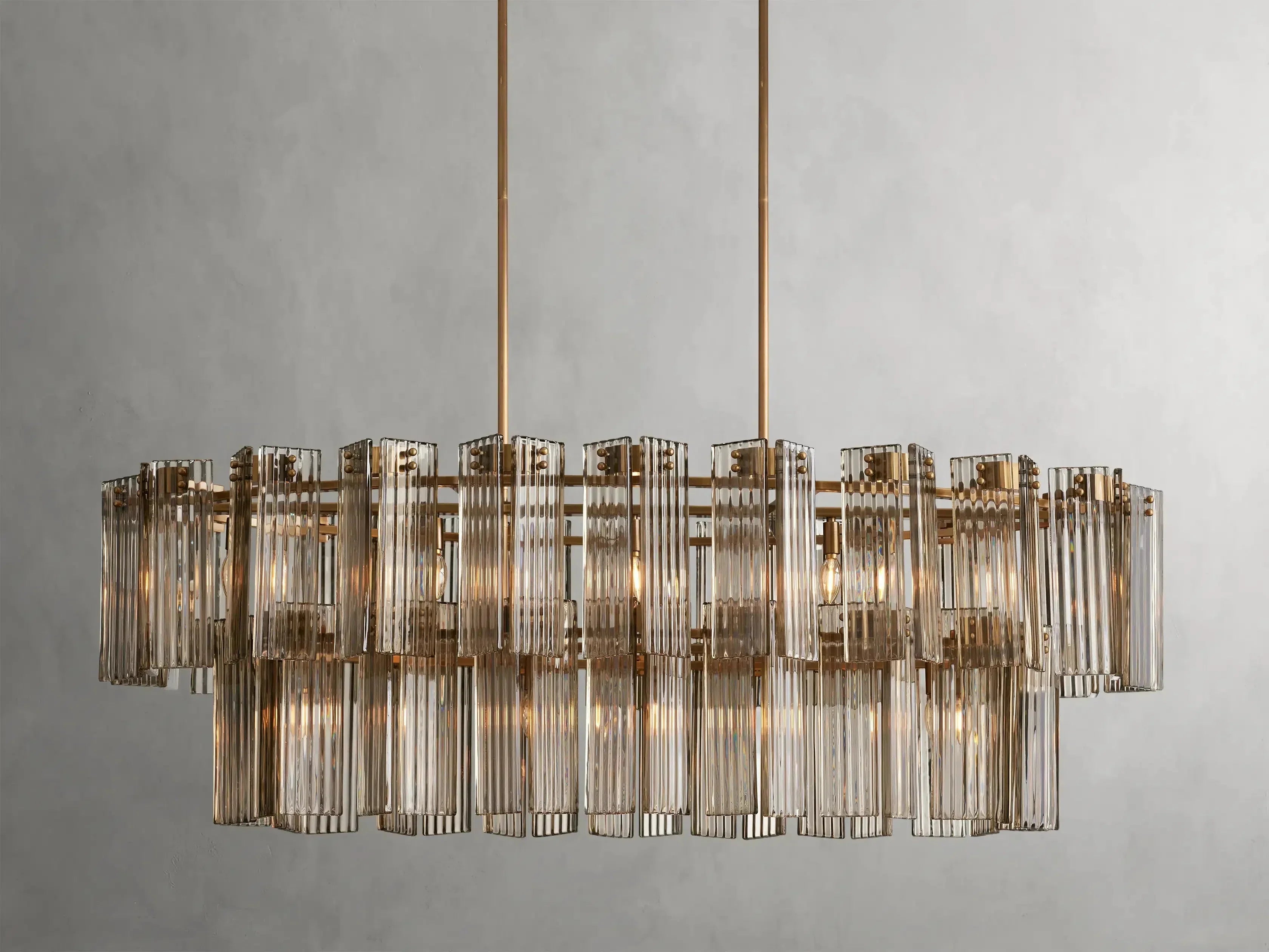 Delsie Oval Art Glass Chandelier 51''63''72''L by Bling Lighting Studio