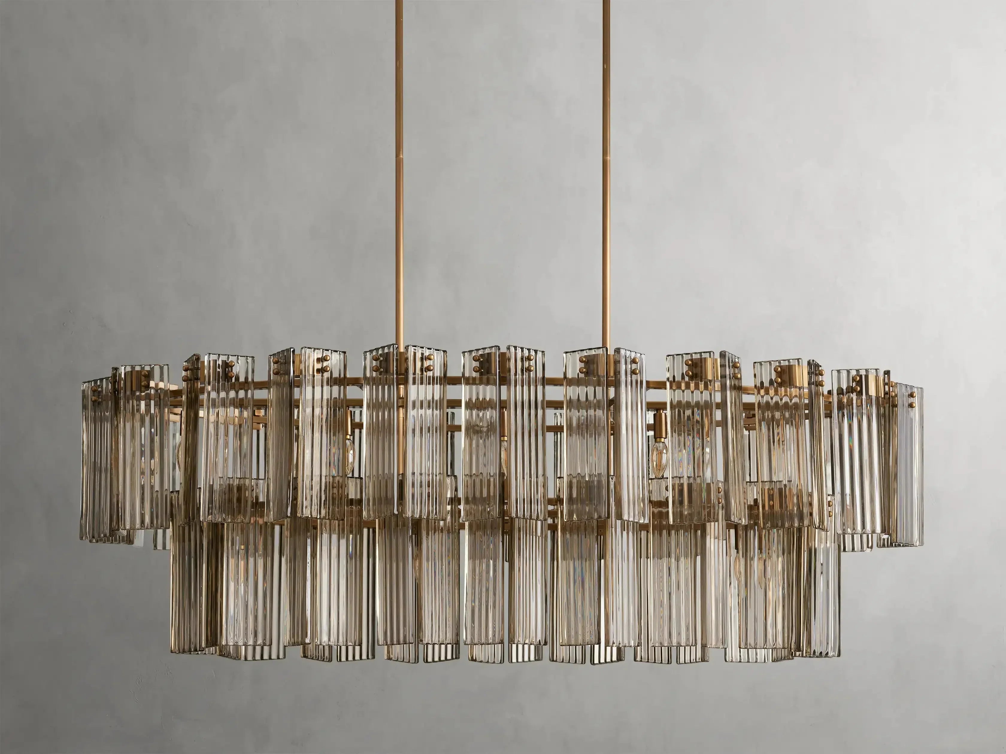 Delsie Oval Art Glass Chandelier 51''63''72''L by Bling Lighting Studio
