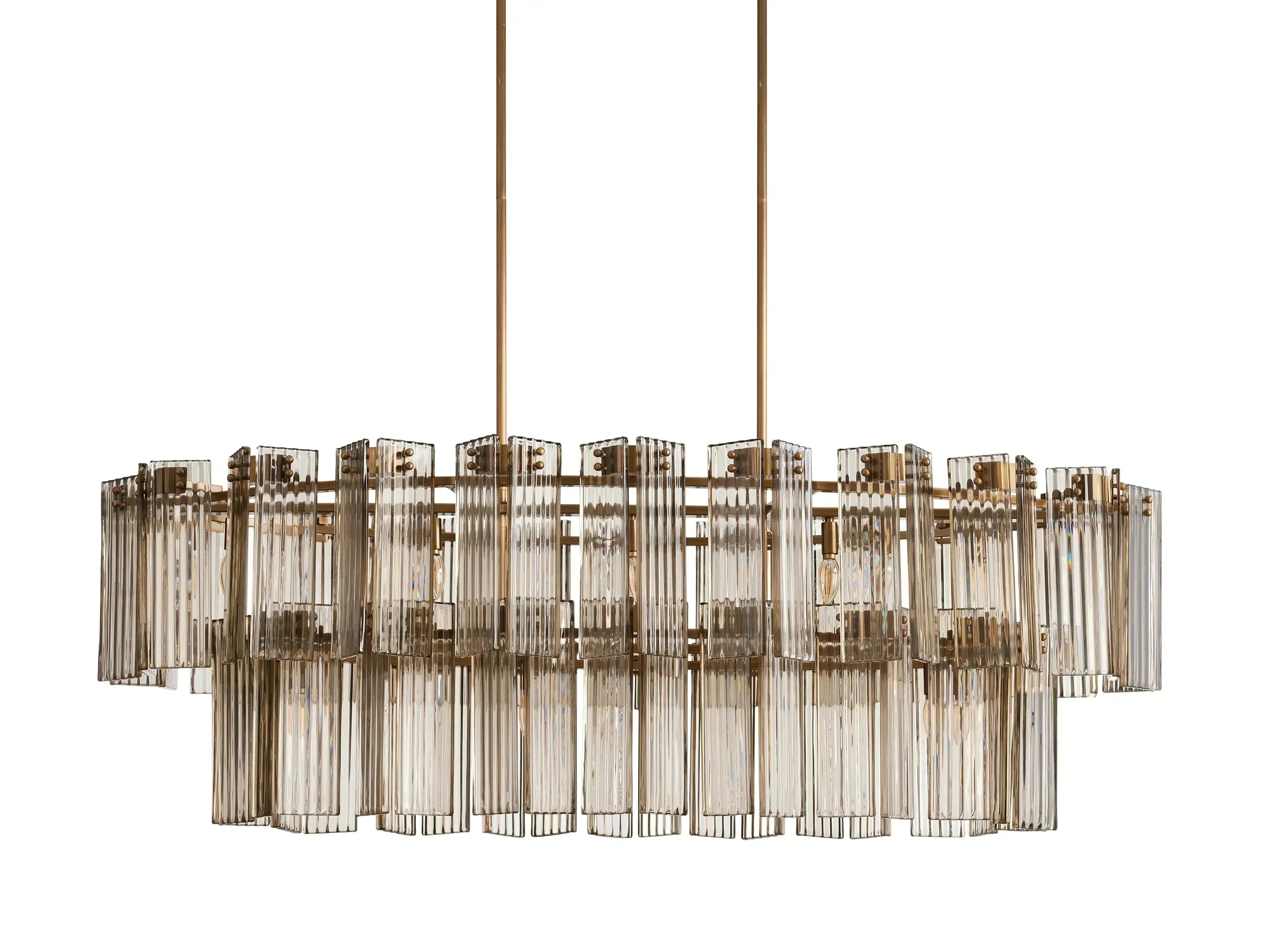Delsie Oval Art Glass Chandelier 51''63''72''L by Bling Lighting Studio