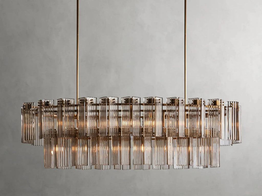 Delsie Oval Art Glass Chandelier 51''63''72''L by Bling Lighting Studio