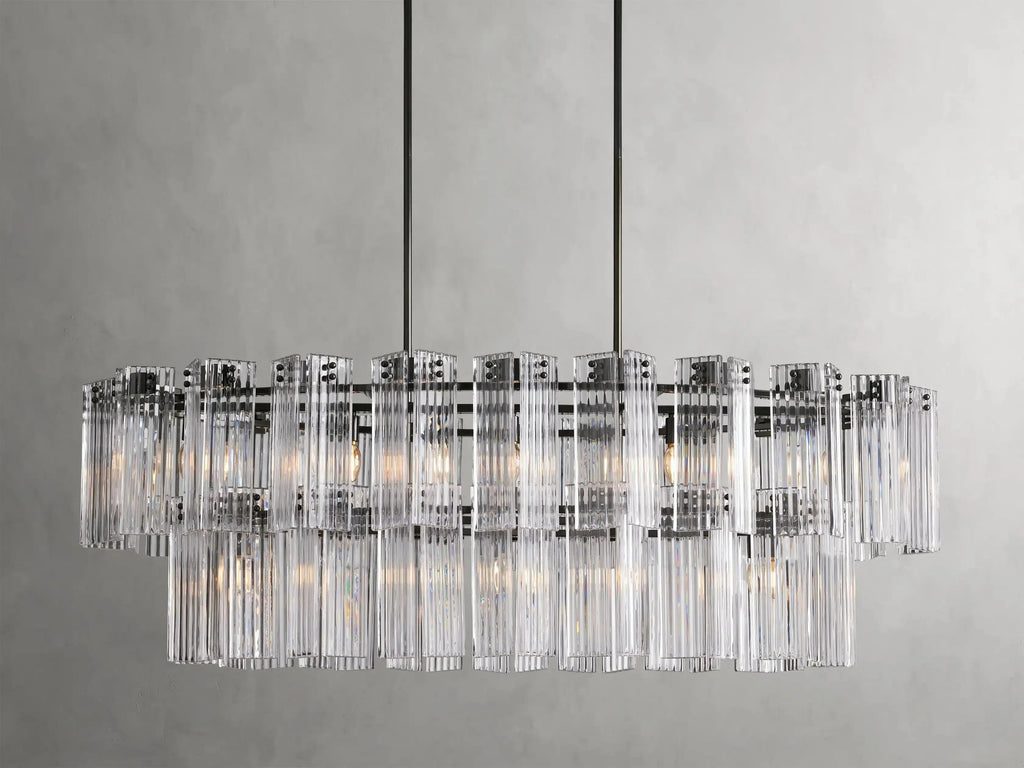 Delsie Oval Art Glass Chandelier 51''63''72''L by Bling Lighting Studio
