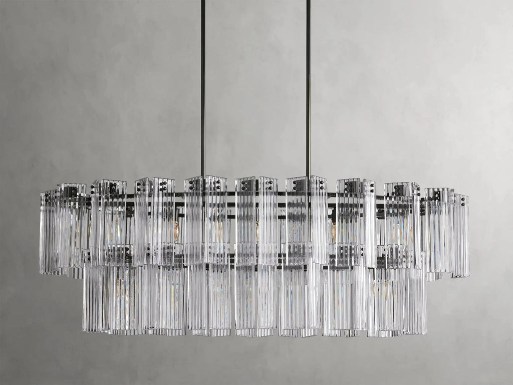 Delsie Oval Art Glass Chandelier 51''63''72''L by Bling Lighting Studio