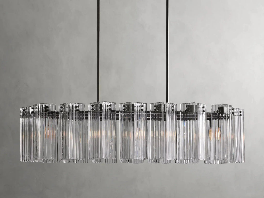 Delsie Oval Art Glass Chandelier 51''63''72''L by Bling Lighting Studio