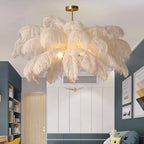 Divas Modern White Ostrich Feather Chandelier - Bling Lighting Studio