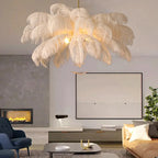 Divas Modern White Ostrich Feather Chandelier - Bling Lighting Studio