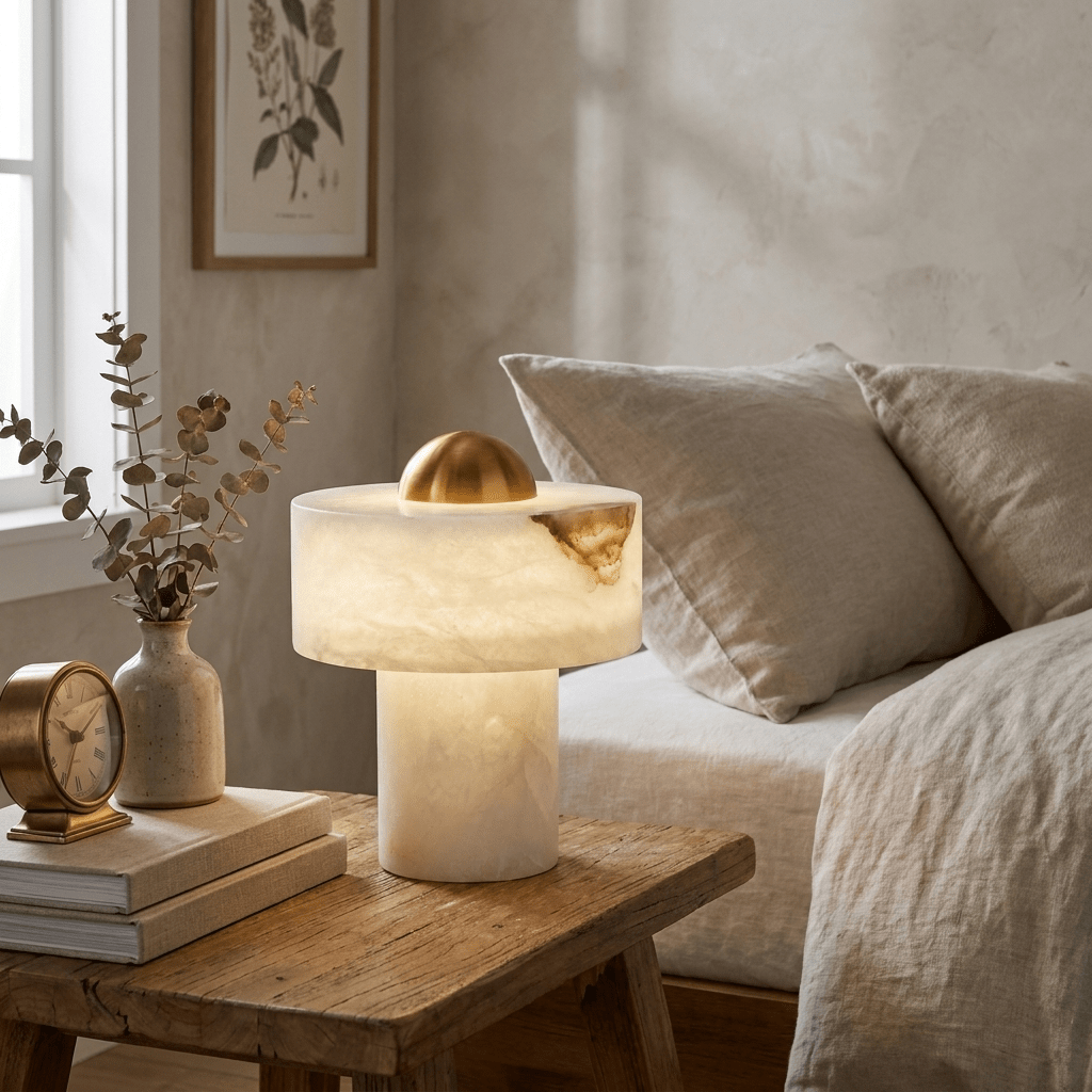 Dome Alabaster Table Lamp by Bling Lighting Studio