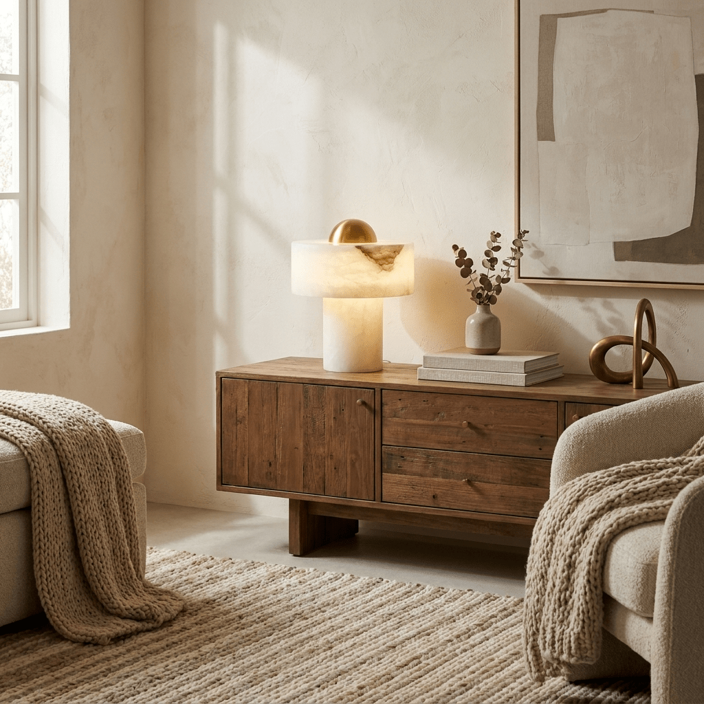 Dome Alabaster Table Lamp by Bling Lighting Studio