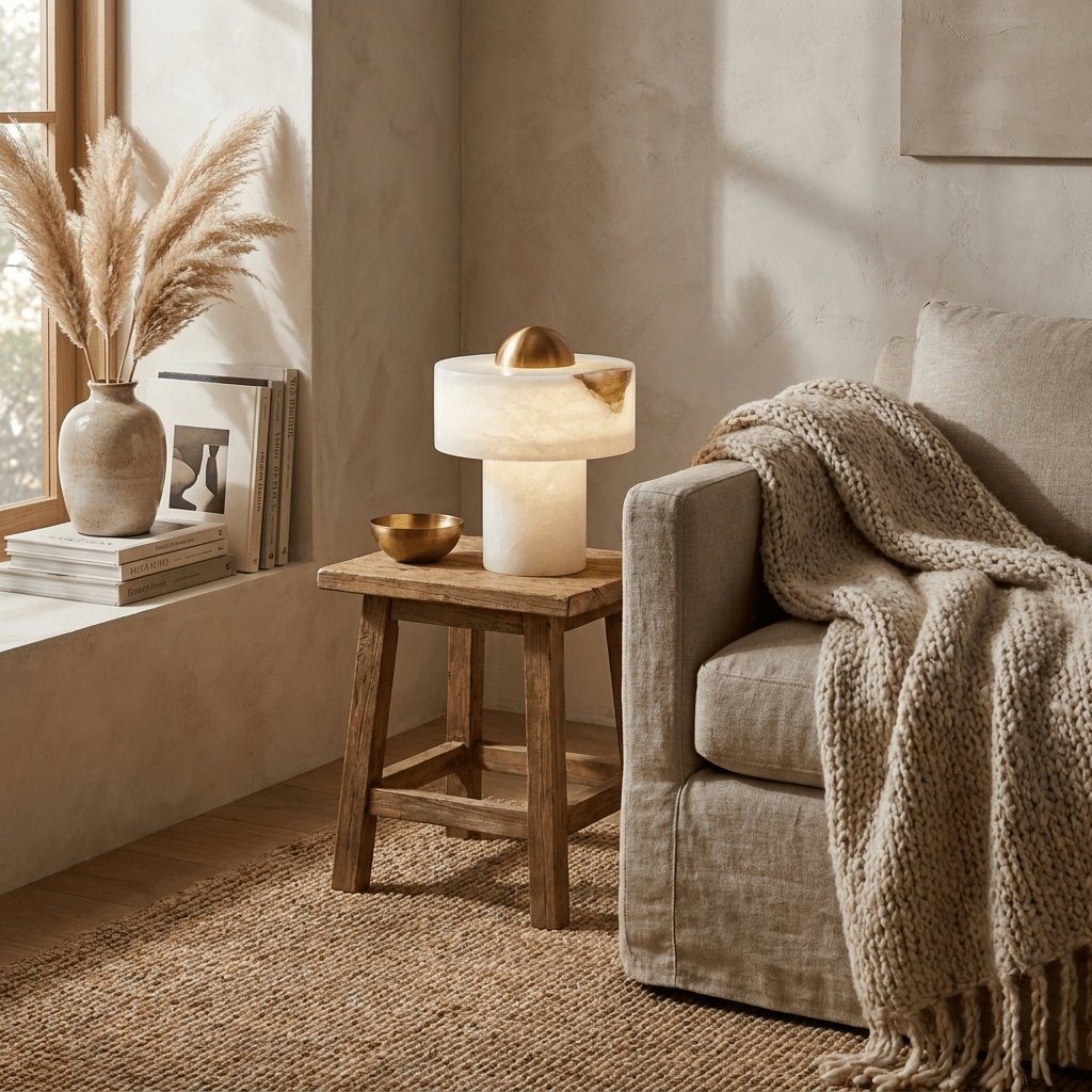 Dome Alabaster Table Lamp by Bling Lighting Studio