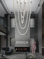 Dreon Large Crystal Chain Chandelier for high ceiling staircase and foyer lighting