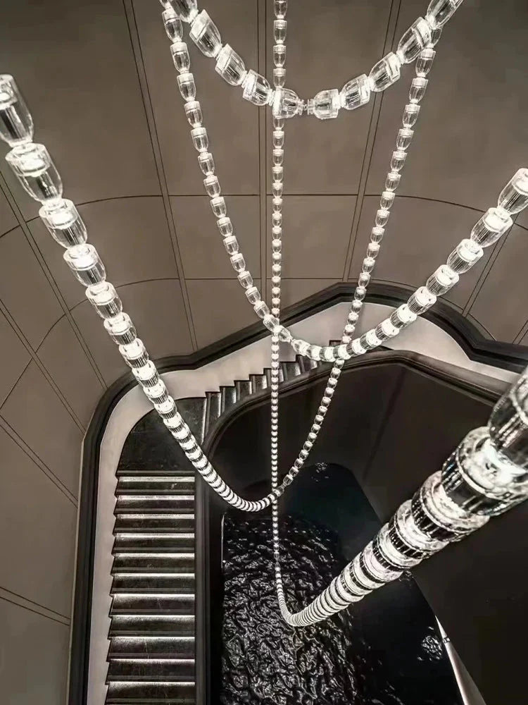 Dreon Large Crystal Chain Chandelier for high ceiling staircase and foyer lighting