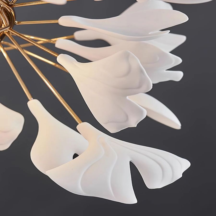 Drooping Ceramic Ginkgo Leaf Chandelier by Bling Lighting Studio