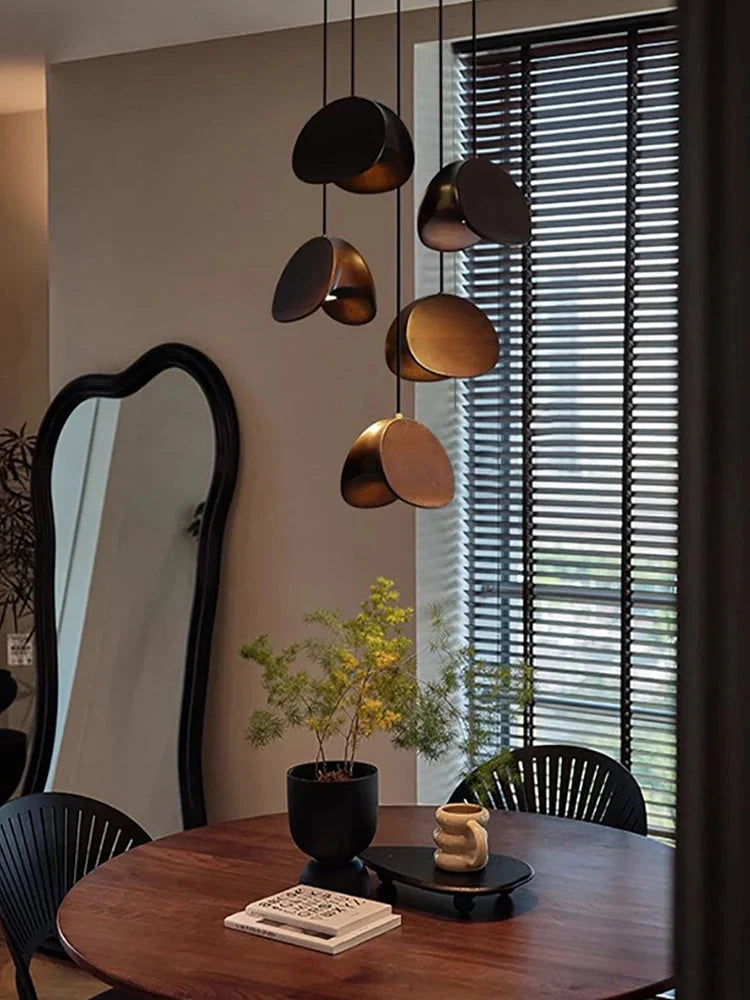 Elor Contemporary Wood Multi Light Pendant for high ceiling staircase and foyer lighting