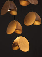Elor Contemporary Wood Multi Light Pendant for high ceiling staircase and foyer lighting
