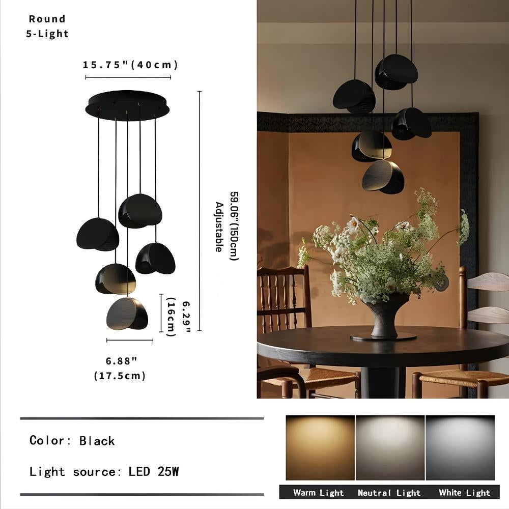 Elor Contemporary Wood Multi Light Pendant for high ceiling staircase and foyer lighting