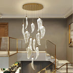 Elyorn Leaves Design High Ceiling Foyer Chandelier for high ceiling staircase and foyer lighting
