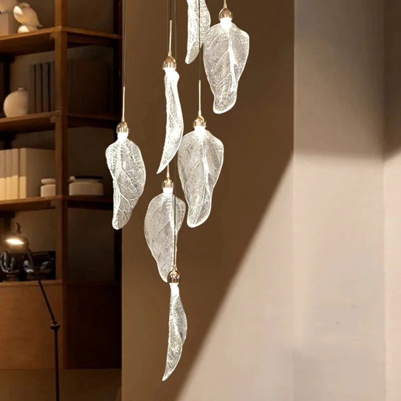 Elyorn Leaves Design High Ceiling Foyer Chandelier for high ceiling staircase and foyer lighting