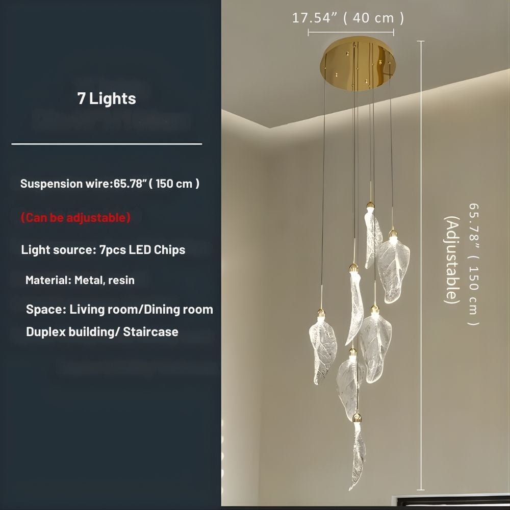Elyorn Leaves Design High Ceiling Foyer Chandelier for high ceiling staircase and foyer lighting