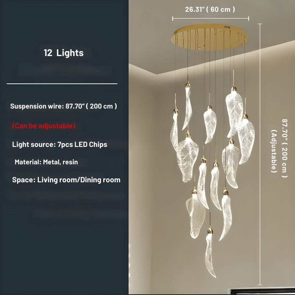 Elyorn Leaves Design High Ceiling Foyer Chandelier for high ceiling staircase and foyer lighting