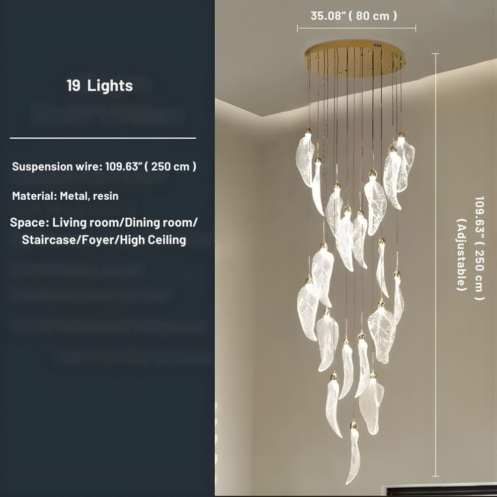 Elyorn Leaves Design High Ceiling Foyer Chandelier for high ceiling staircase and foyer lighting