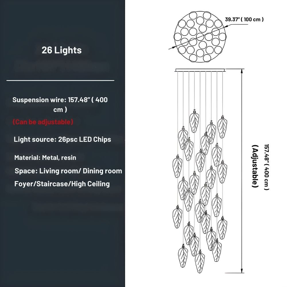 Elyorn Leaves Design High Ceiling Foyer Chandelier for high ceiling staircase and foyer lighting