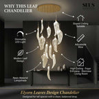 Elyorn Leaves Design High Ceiling Foyer Chandelier for high ceiling staircase and foyer lighting
