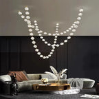 Esle Modern Pearl Necklace Chandelier for high ceiling staircase and foyer lighting