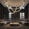 Esle Modern Pearl Necklace Chandelier for high ceiling staircase and foyer lighting