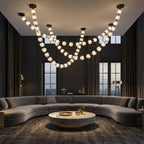 Esle Modern Pearl Necklace Chandelier for high ceiling staircase and foyer lighting