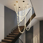 Esle Modern Pearl Necklace Chandelier for high ceiling staircase and foyer lighting