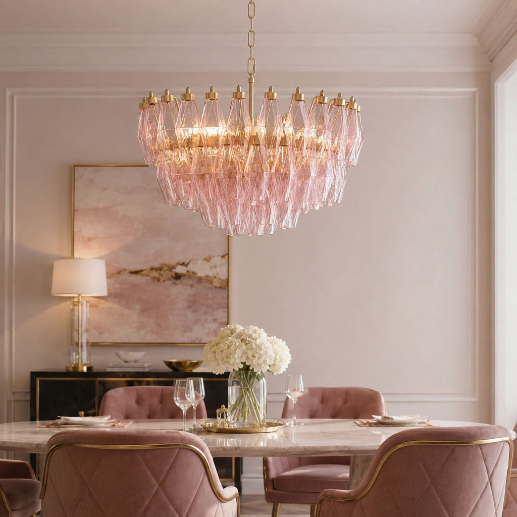 Facet Murano Glass Bloom Chandelier by Bling Lighting Studio
