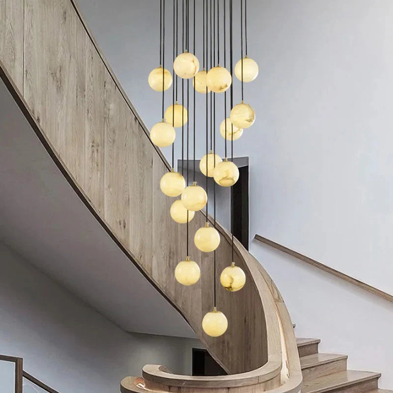 Faye Marble Bubble Chandelier for high ceiling staircase and foyer lighting