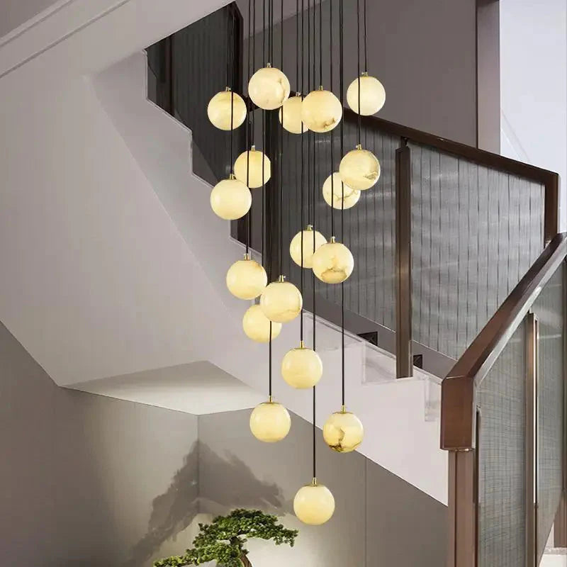 Faye Marble Bubble Chandelier for high ceiling staircase and foyer lighting
