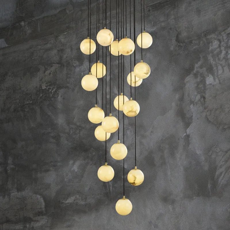 Faye Marble Bubble Chandelier for high ceiling staircase and foyer lighting