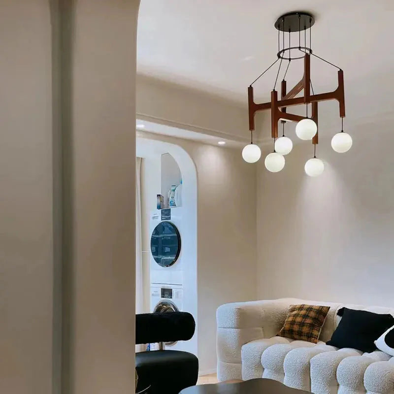 Fia Minimalist Wooden Pendant Chandelier Light - Bling Lighting Studio