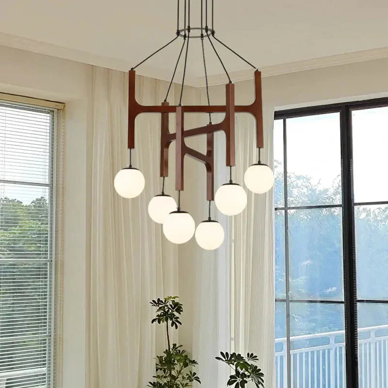 Fia Minimalist Wooden Pendant Chandelier Light - Bling Lighting Studio