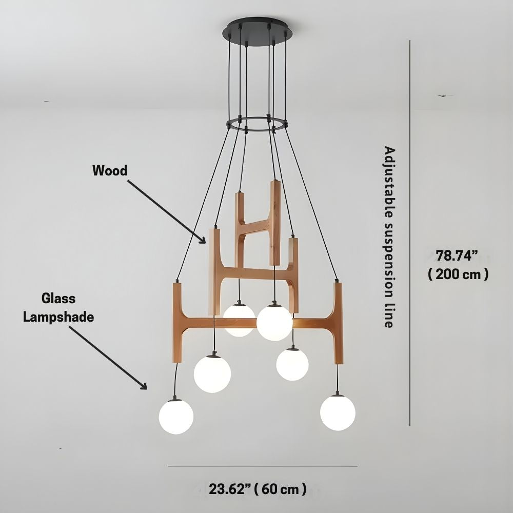 Fia Minimalist Wooden Pendant Chandelier Light - Bling Lighting Studio