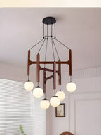 Fia Minimalist Wooden Pendant Chandelier Light - Bling Lighting Studio