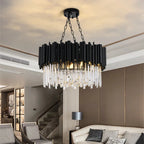 Finn Modern Black Crystal Chandelier for Living Room - Bling Lighting Studio