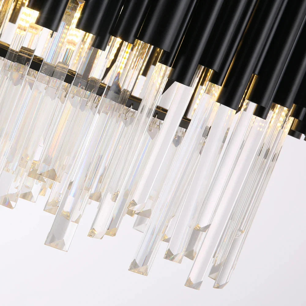 Finn Modern Black Crystal Chandelier for Living Room - Bling Lighting Studio