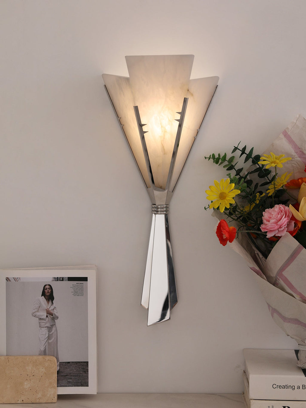 Florent Alabaster Fan Wall Sconce by Bling Lighting Studio