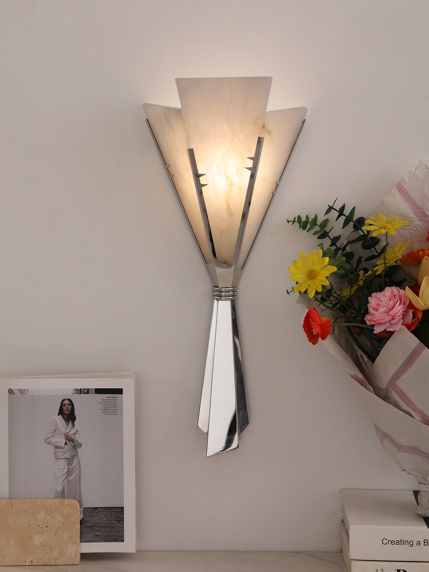 Florent Alabaster Fan Wall Sconce by Bling Lighting Studio