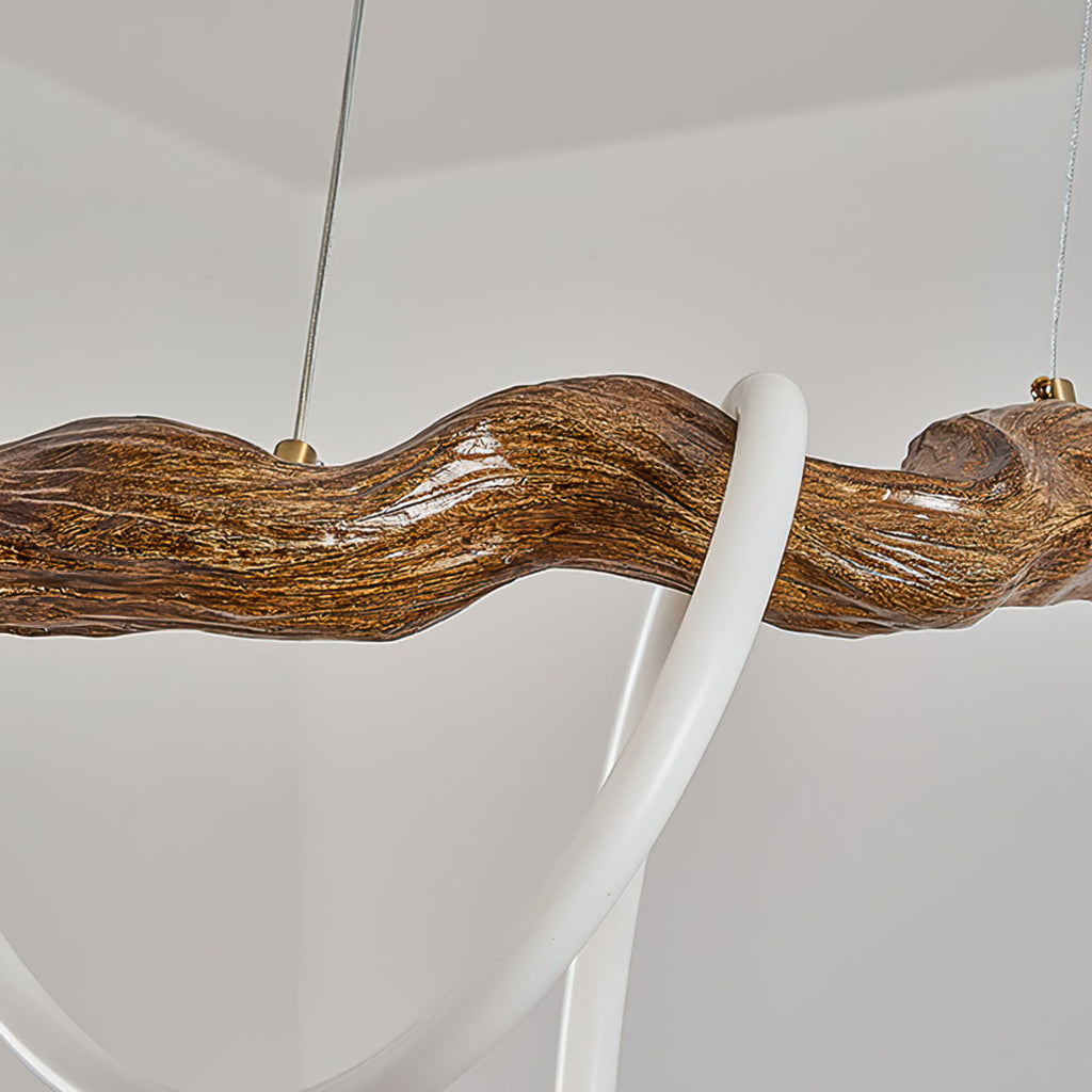 Sculpted Branch Wood-Look Linear Chandelier